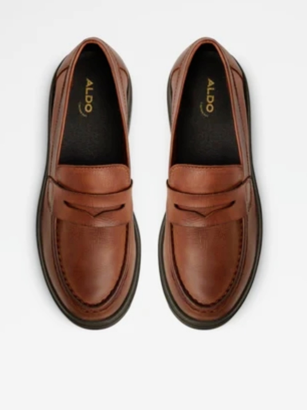 Aldo Men's Brown Leather Penny Loafers